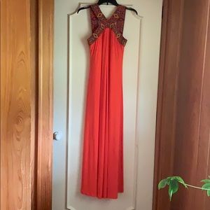 Orange knit maxi dress